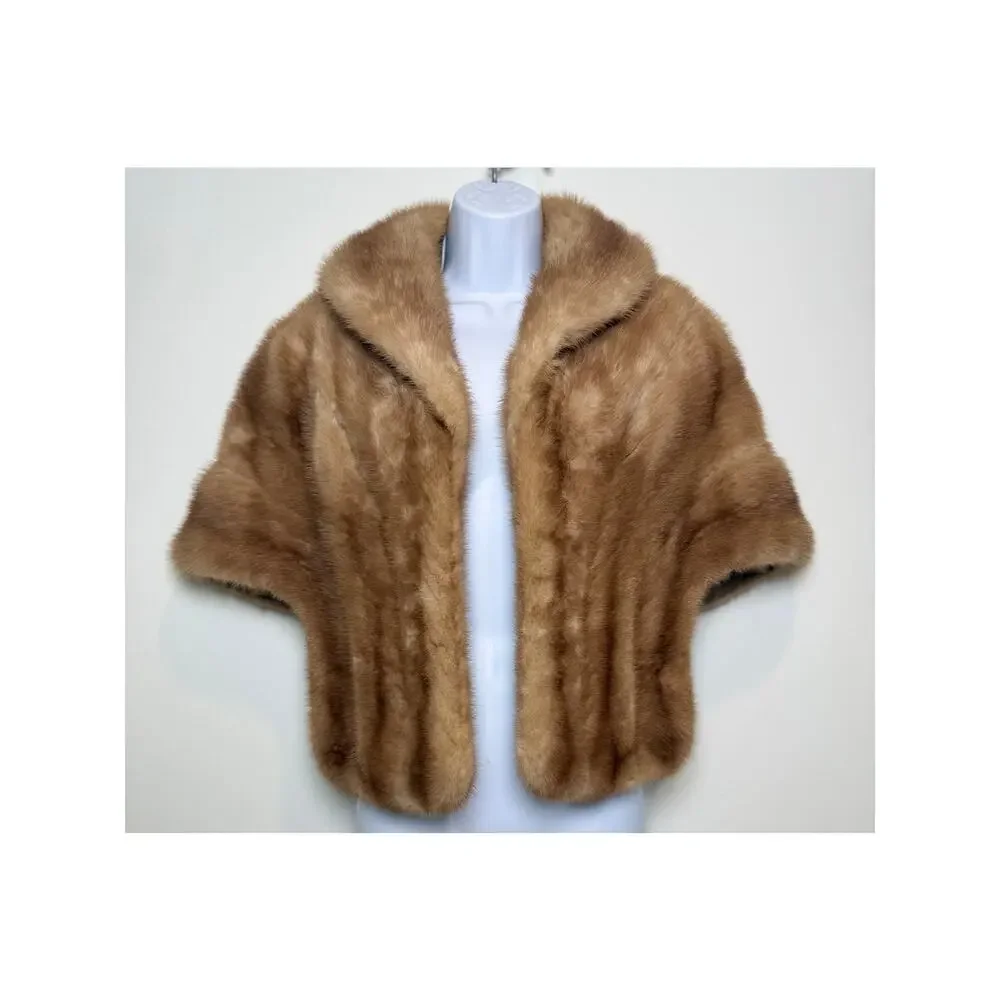 Vintage Alaskan Fur Mink Cape with Silky Lining and Pockets